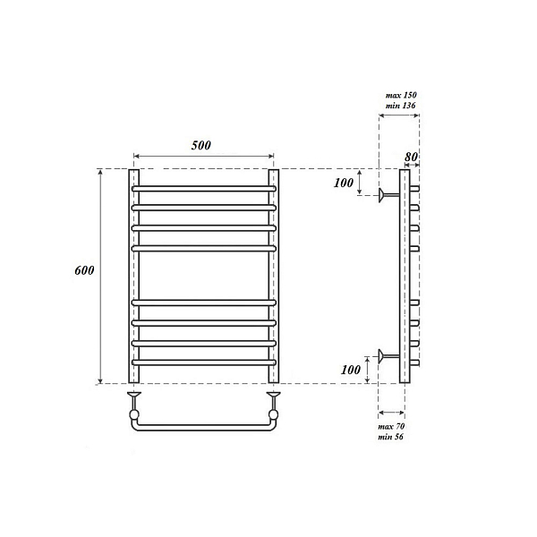 Полотенцесушитель электрический Point Нептун П8 60х50 хром , изображение 4