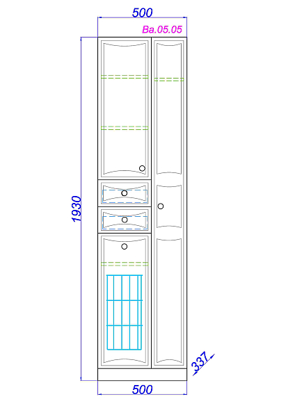 Шкаф-пенал Aqwella Барселона 50 белый глянец, бельевой корзиной , изображение 2