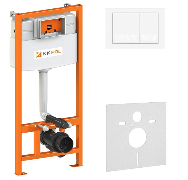 Система инсталляции для унитазов KK-POL Premium SET/M500/030/K белая кнопка , изображение 1