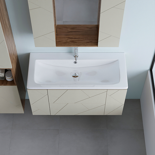 Тумба под раковину Бриклаер Кристалл 100 латте/дуб крафт , изображение 4