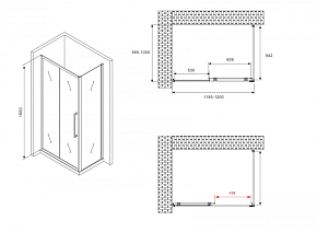 Фото Душевой уголок Abber Schwarzer Diamant AG30120BMH-S100BM 120x100
