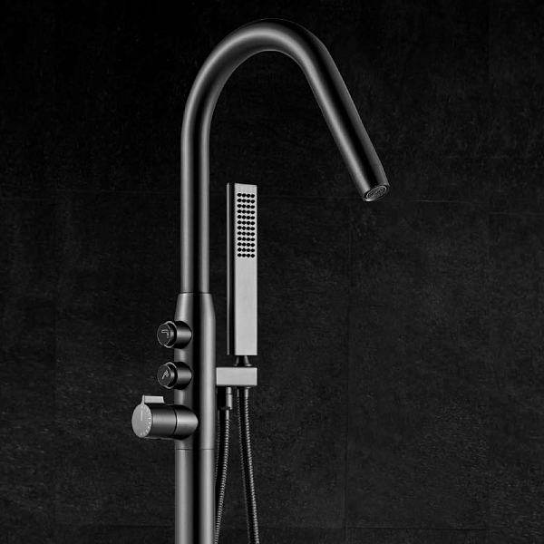 Смеситель Black&White Universe 7752GM напольный, для ванны с душем , изображение 2