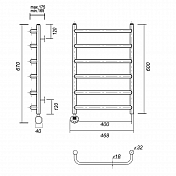 Полотенцесушитель электрический Domoterm Стефано П6 40x60 L хром , изображение 4