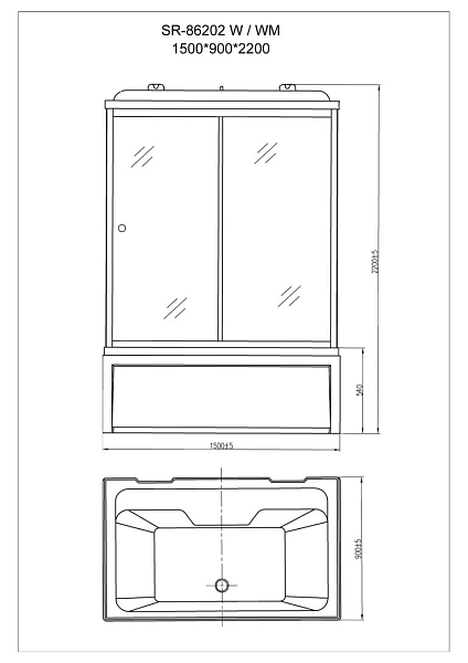 Душевая кабина Orans Basic + SR-86202W 150x90 , изображение 11