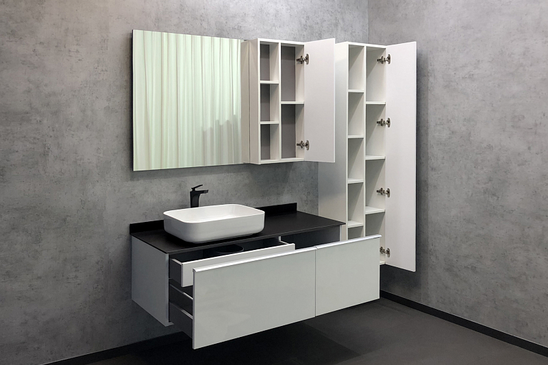Зеркало-шкаф Comforty Милан 120 белый глянец , изображение 4