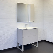 Тумба с раковиной Comforty Бильбао 80Н серый шёлк , изображение 3