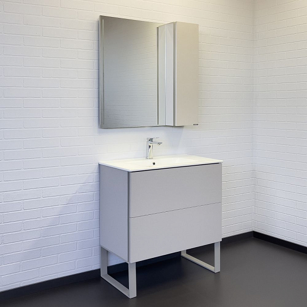 Тумба с раковиной Comforty Бильбао 80Н серый шёлк , изображение 3