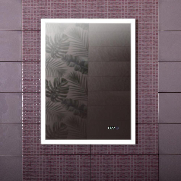 Зеркало Бриклаер Лофт 60 бесконтактный сенсор, с часами , изображение 1