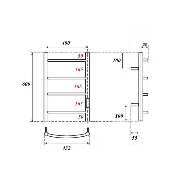 Полотенцесушитель электрический Point Афина П4 40x60 белый , изображение 3