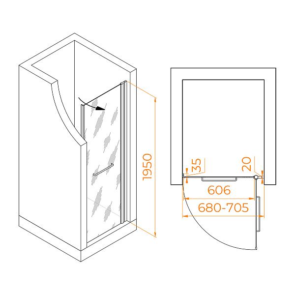 Душевая дверь RGW Passage PA-103 70 см профиль хром, стекло прозрачное , изображение 2