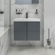 Тумба под раковину СаНта Юпитер 70 подвесная, графит матовый , изображение 6