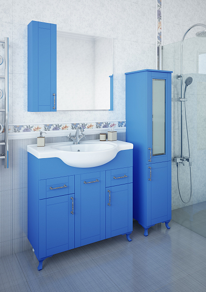 Зеркало-шкаф Sanflor Глория 85 L, голубой , изображение 2