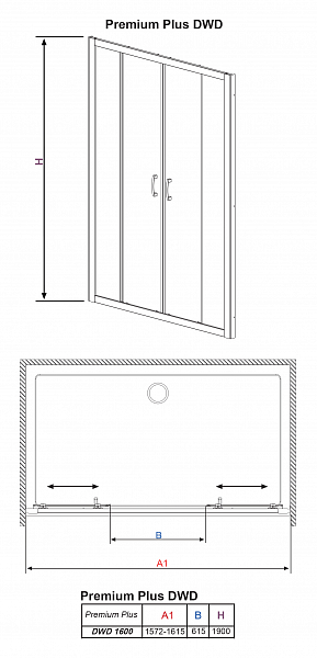 Душевая дверь в нишу Radaway Premium Plus DWD 160 прозрачное стекло , изображение 10