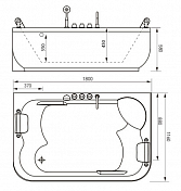 Акриловая ванна Gemy G9085 B R 180х116 , изображение 5