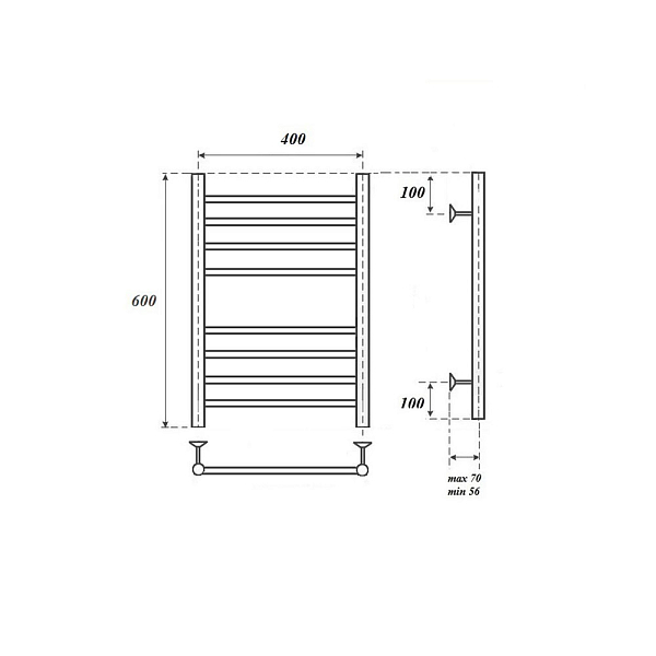 Полотенцесушитель электрический Point Аврора П8 60х40 хром , изображение 4