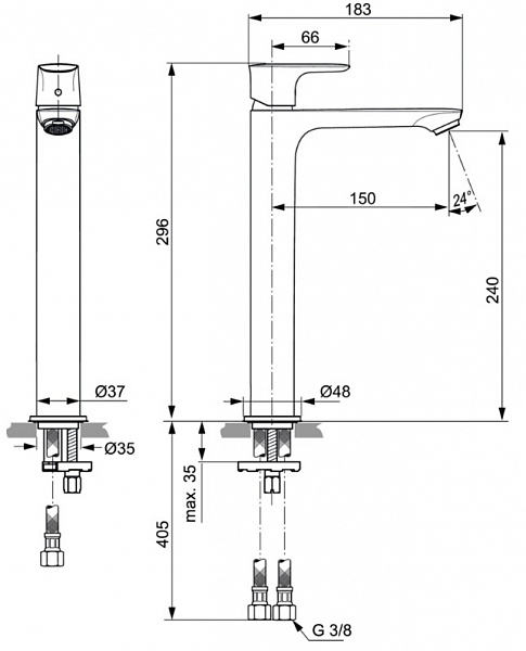 Смеситель Ideal Standard Connect AIR Vessel A7027AA для раковины , изображение 3