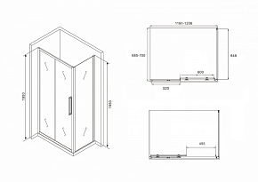 Фото Душевой уголок Abber Schwarzer Diamant AG30120BH-S70B 120x70