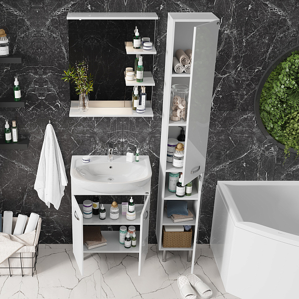 Тумба под раковину Onika Коралл 60 напольная, белая , изображение 5