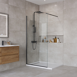 Фото Душевая перегородка BelBagno Kraft L-1-90-C-NERO