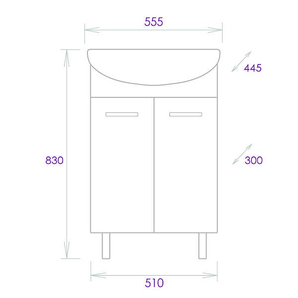 Тумба под раковину Onika Коралл 55 напольная, белая , изображение 8