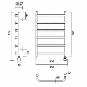 Полотенцесушитель электрический Domoterm Стефано П6 40x60 R хром , изображение 4