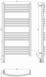 Фото Полотенцесушитель электрический Сунержа Богема 3.0 выгнутая 100х50 L без покрытия