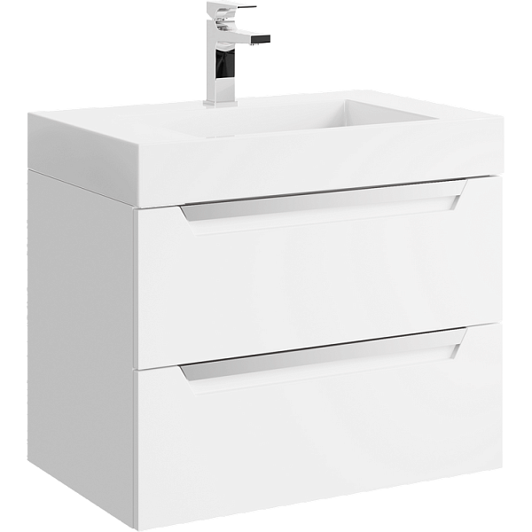 Тумба с раковиной Aqwella Cube 70 белый матовый , изображение 1
