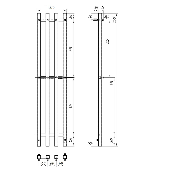 Полотенцесушитель электрический Point Гермес П3 18x120 черный , изображение 5