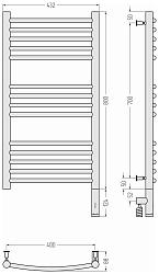 Фото Полотенцесушитель электрический Сунержа Богема 3.0 выгнутая 80х40 R без покрытия
