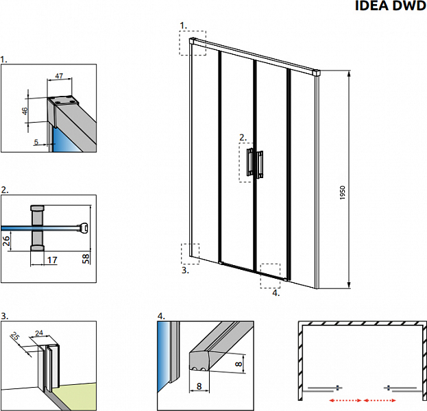 Душевая дверь в нишу Radaway Idea DWD 180 , изображение 7
