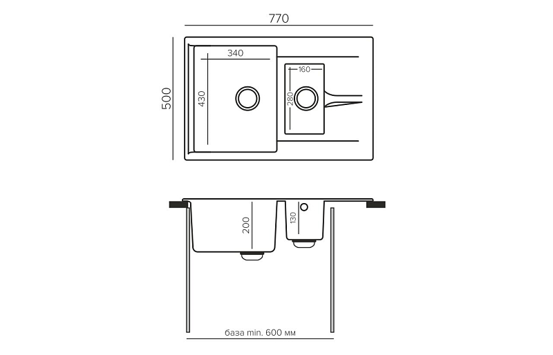 Мойка кухонная Polygran BRIG-770 кремовый , изображение 2