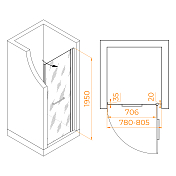 Душевая дверь RGW Passage PA-103 80 см профиль хром, стекло прозрачное , изображение 2