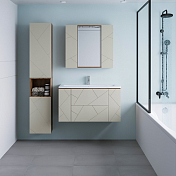 Тумба под раковину Бриклаер Кристалл 100 латте/дуб крафт , изображение 8