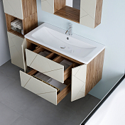 Тумба под раковину Бриклаер Кристалл 100 латте/дуб крафт , изображение 5