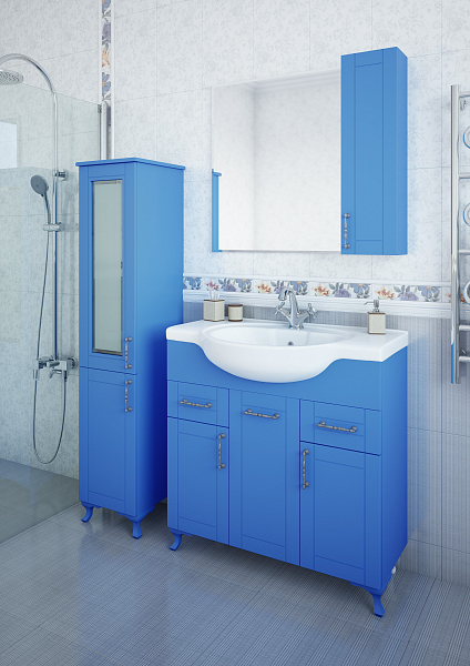 Зеркало-шкаф Sanflor Глория 85 R, голубой , изображение 2