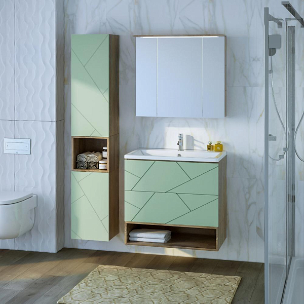 Зеркало-шкаф Бриклаер Кристалл 75 дуб гранж песочный, с подсветкой , изображение 4