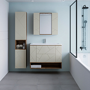 Тумба под раковину Бриклаер Кристалл 100 латте/дуб крафт , изображение 15