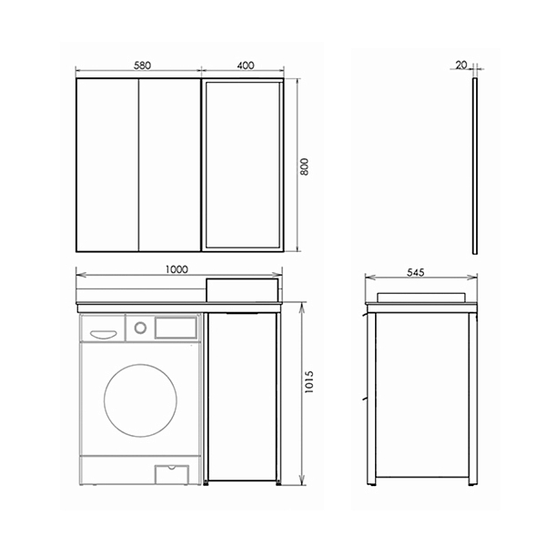 Тумба с раковиной Comforty Лозанна 100 белый глянец, для стиральной машины , изображение 7