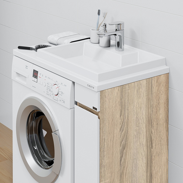 Тумба под раковину СаНта Марс 80 напольная, для стиральной машины, янтарная , изображение 9