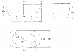 Акриловая ванна BelBagno BB77-1700-W0 170х80 , изображение 4