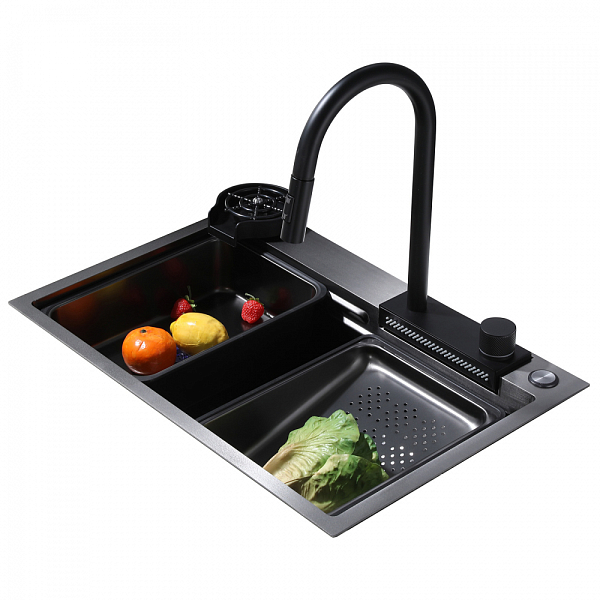 Мойка кухонная Abber Wasser Kreis AF2194B черная матовая , изображение 1