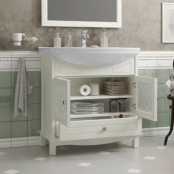 Тумба под раковину Opadiris Омега 75 cлоновая кость , изображение 5