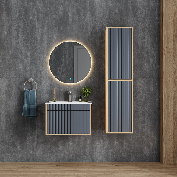 Шкаф-пенал Onika Дайлер 35 подвесной графит/дуб сонома , изображение 2