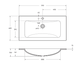 Фото Мебельная раковина BelBagno BB910/465-LV-VTR-BO 90 см