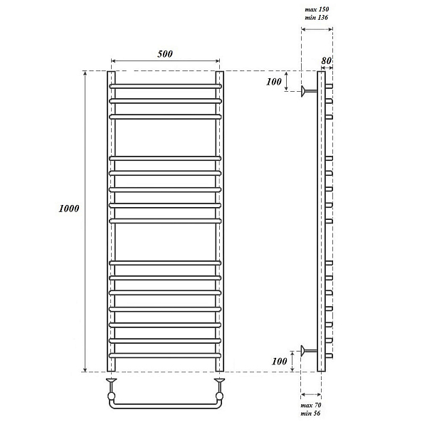 Полотенцесушитель электрический Point Нептун П15 100х50 хром , изображение 4