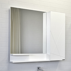 Фото Зеркало-шкаф Comforty Мерано 90 белый матовый