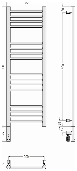 Полотенцесушитель электрический Сунержа Богема 3.0 прямая 100х30 L золото матовое , изображение 5