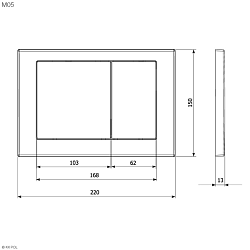 Фото Кнопка смыва KK-POL M05 350/PPC/057-00-00 черная матовая