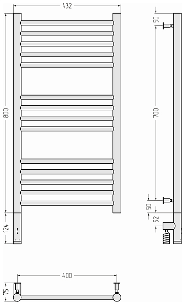 Полотенцесушитель электрический Сунержа Богема 3.0 прямая 80х40 L матовая шампань , изображение 5