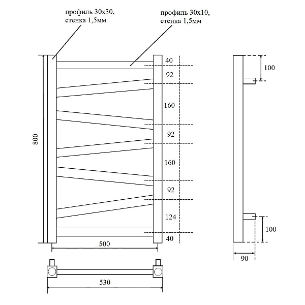 Полотенцесушитель электрический Point Феникс П7 PN15158WE 50x80 белый , изображение 5